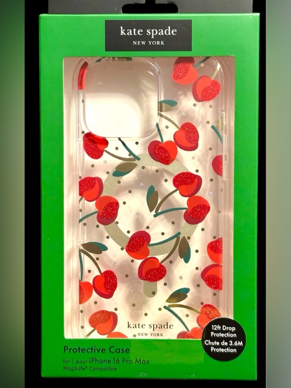NWT•kate spade Clear Cherry iPhone 16 Pro Max Case